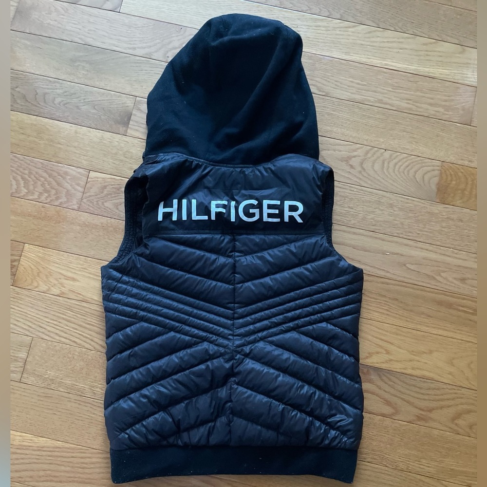Down vest with hoodie